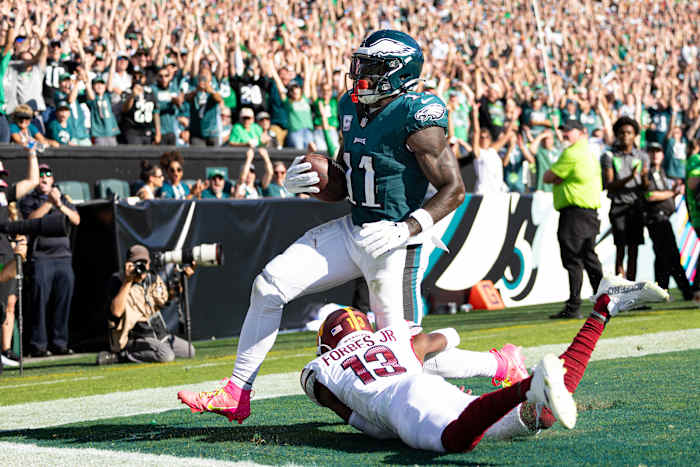 A.J. Brown and the Philadelphia Eagles defeated the Washington Commanders earlier this season.